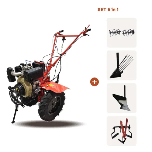 TikTok Motocultor TECHNOWORKER 135DE + Freza + Plug arat + Plug cartofi + Cultivator