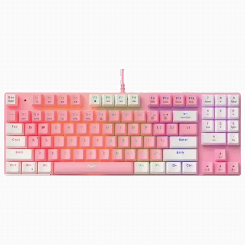 Tastatură Havit KB512L, Cu fir, Roz/Alb