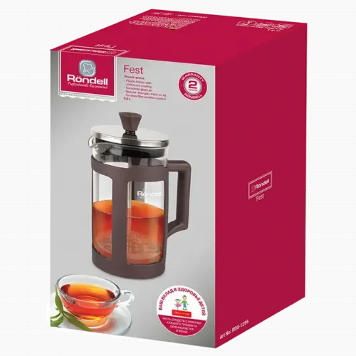 Cafetiera French Press Rondell RDS-1296, 0,6L, Maro