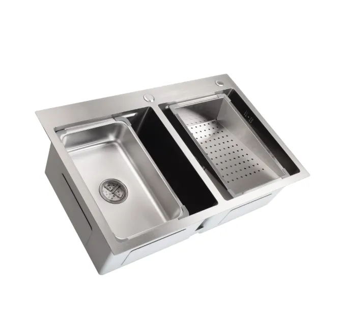 Кухонная мойка handmade SanDonna HD7850 двоиная (Серебристый)