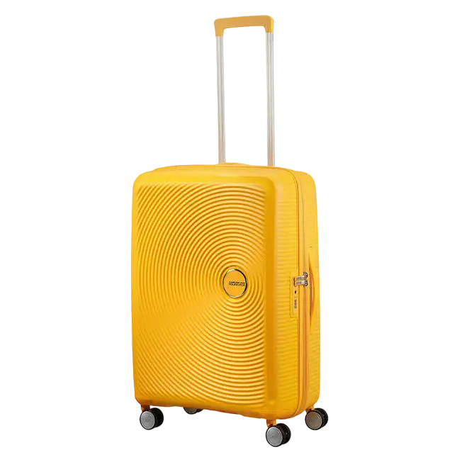 Valiza American Turister SOUNDBOX pe 4 roti 67/24 TSA EXP galben auriu