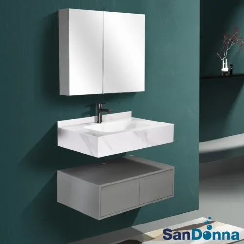 Set mobilier baie din piatra sinterizata 1016G (60cm)