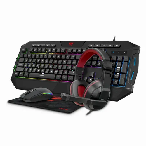 Set Tastatură + Mouse + Mouse Pad + Căști Havit KB501CM, Cu fir, Negru