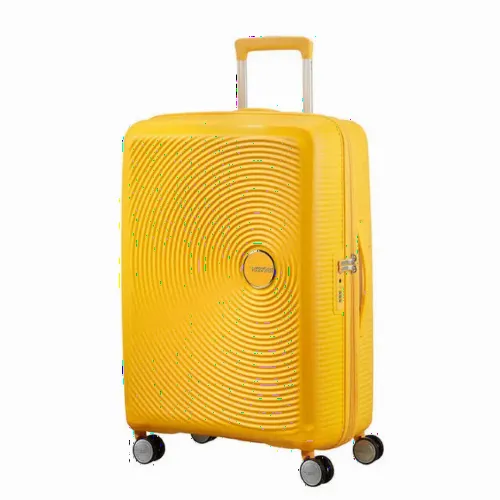 Valiza American Turister SOUNDBOX pe 4 roti 67/24 TSA EXP galben auriu