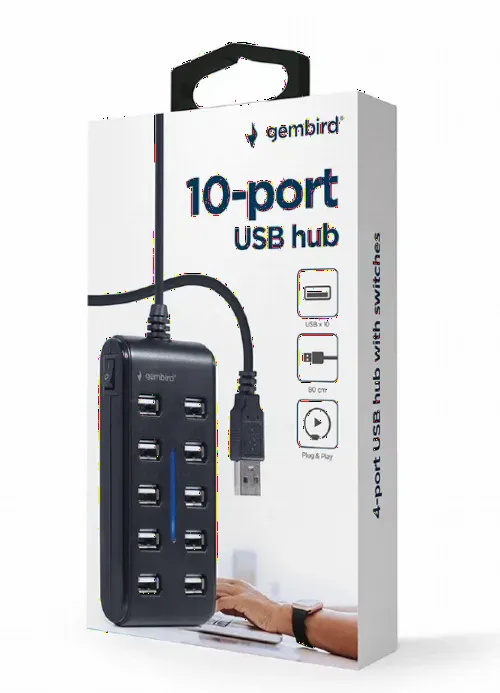 Adaptor Hub Gembird UHB-U2P10P-01, Negru