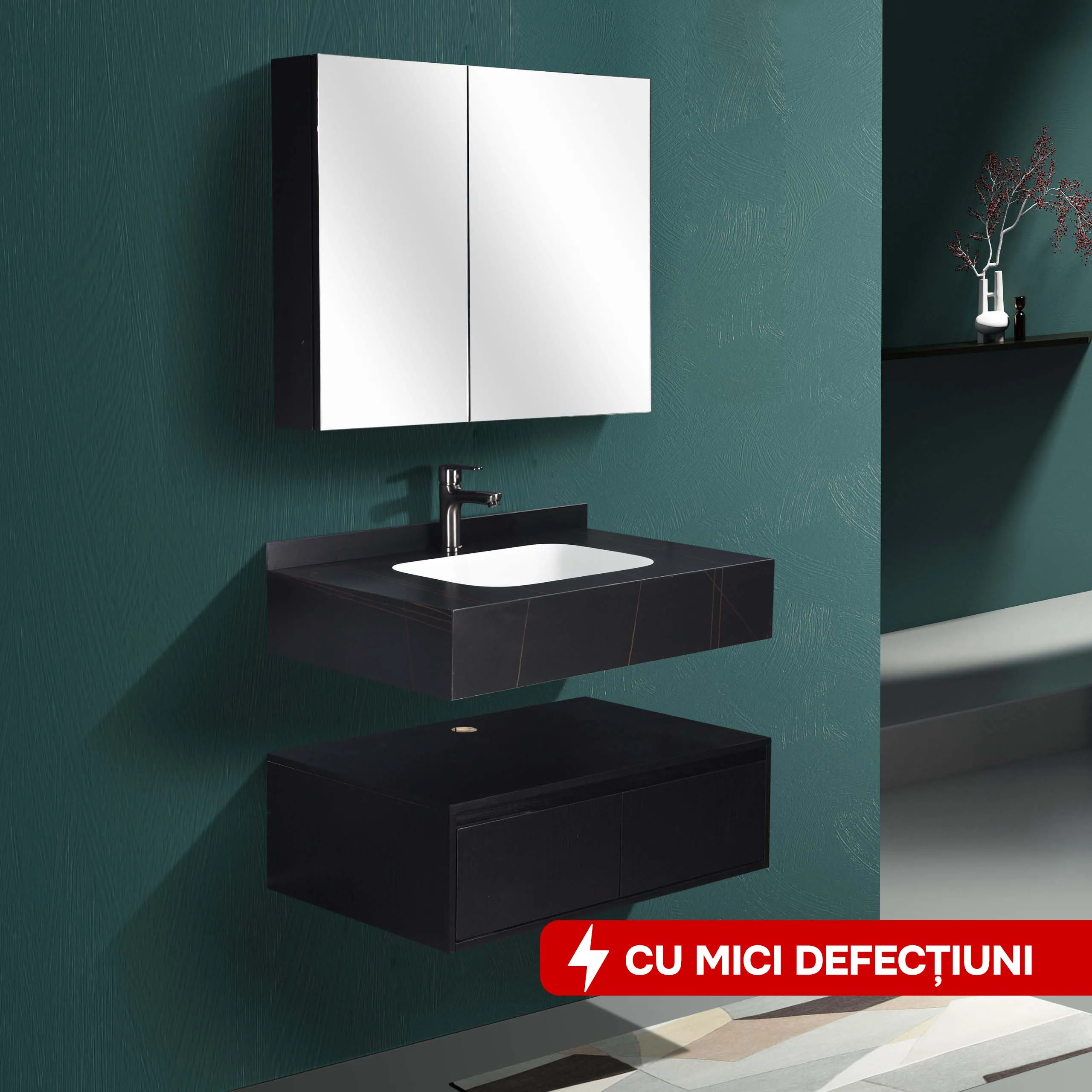 Set mobilier baie din piatra sinterizata 1016N (60cm)