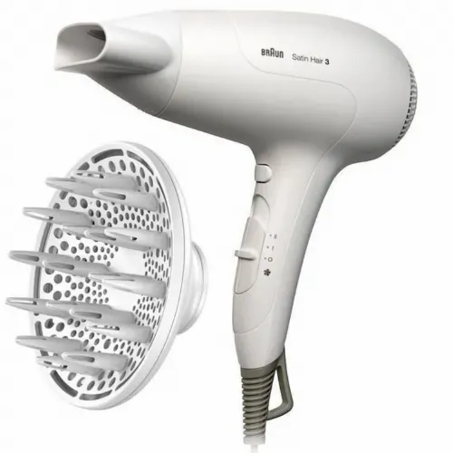 Uscător de păr Braun Satin Hair 3 PowerPerfection, 2000 W, Alb