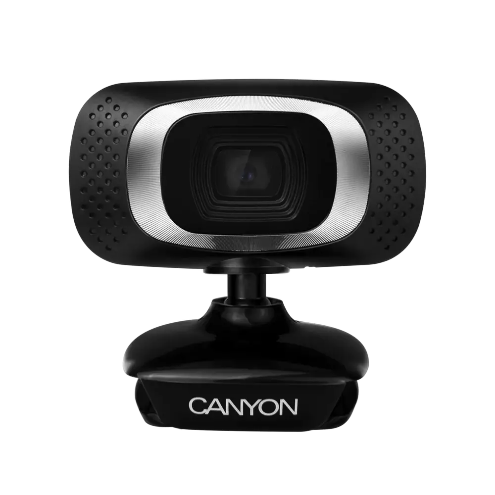 PC Camera Canyon C3, 720P, Sensor 1 MP (12 MP by software), FoV 60°, Microphone, Black/Silver