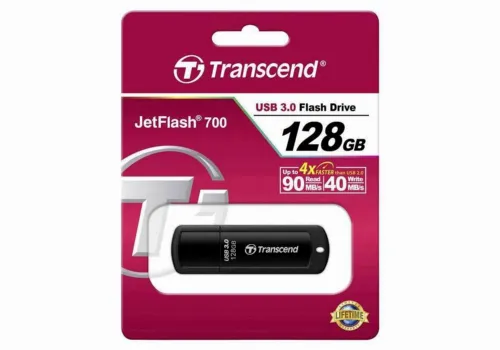 USB Flash накопитель Transcend JetFlash 700, 128Гб, Чёрный