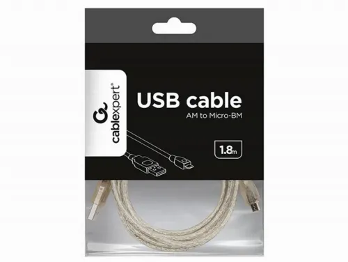 Cablu încărcare și sincronizare Cablexpert CCP-mUSB2-AMBM-6-TR, USB Type-A/micro-USB, 1,8m, Transparent