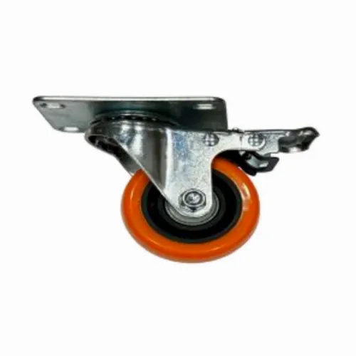 Roata pivotanta TECHNOWORKER portocalie 3 inch cu frana