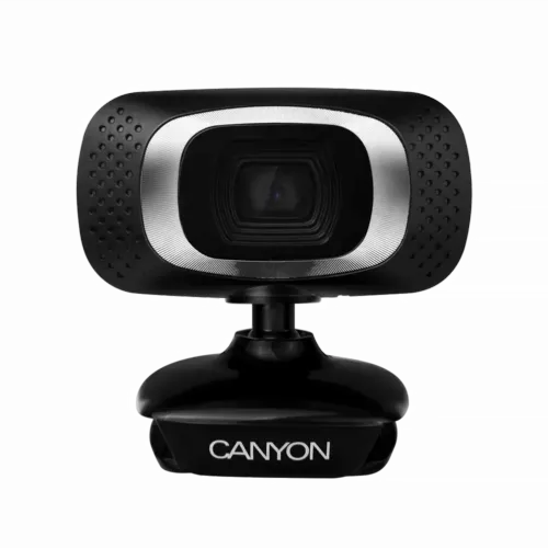 PC Camera Canyon C3, 720P, Sensor 1 MP (12 MP by software), FoV 60°, Microphone, Black/Silver