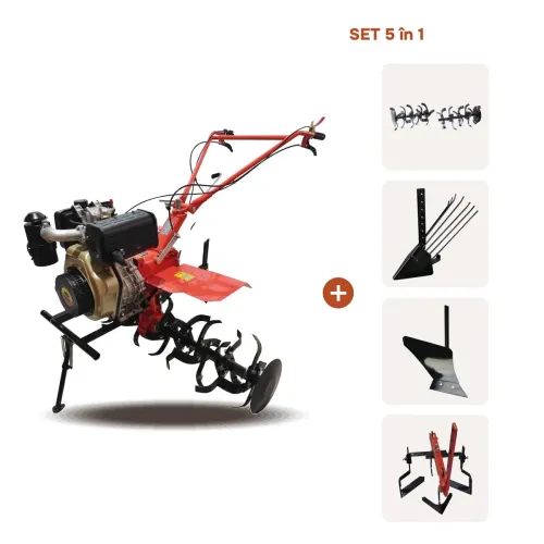 TikTok Motocultor TECHNOWORKER 135D + Freza + Plug arat + Plug cartofi + Cultivator