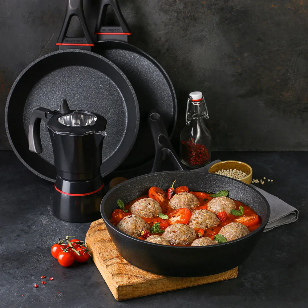 Tigaie adâncă Polaris PRO collection-28FP, 28cm, Negru