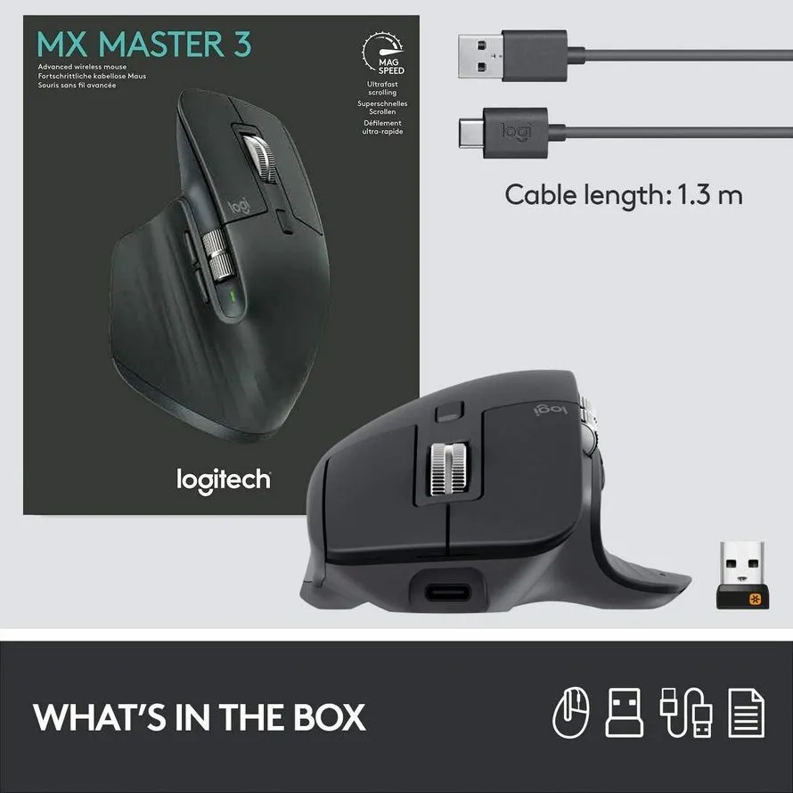 Беcпроводная мышь Logitech MX Master 3S, Чёрный