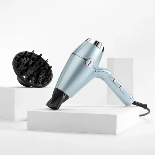 Uscător de păr BaByliss Hydro-Fusion D773DE, 2100 W, Albastru deschis