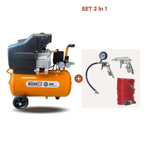 Tik Tok Compresor de aer TECHNOWORKER 24L 1500W + Kit Villager VAT-S3