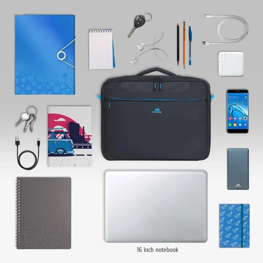 Geantă pentru Laptop RivaCase Regent, 16", Poliester, Negru