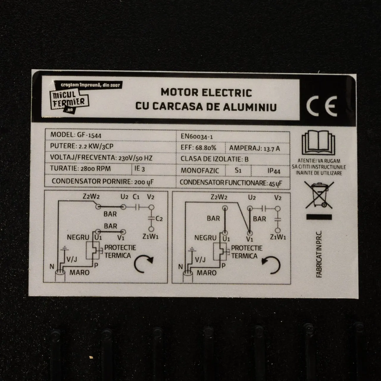 Motor electric carcasa aluminiu 2:2 kW 2800rpm Micul Fermier — 2