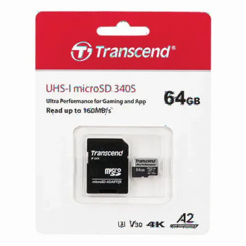 .64GB MicroSD (Class 10) UHS-I (U3),+SD adapter, Transcend 