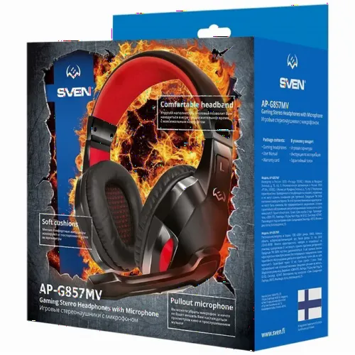 Căști gaming SVEN AP-G857MV, Cu fir, Negru/Roșu