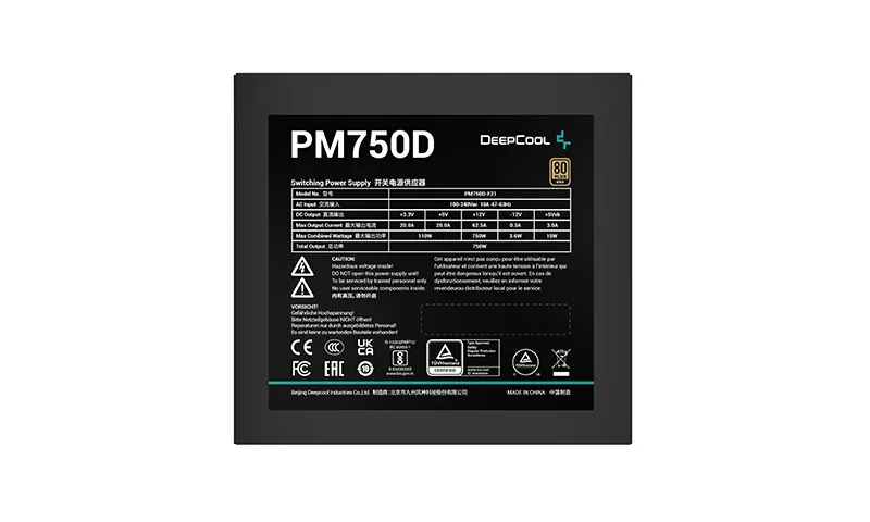 Блок питания для компьютеров Deepcool PM750D, 750Вт, ATX, Немодульный