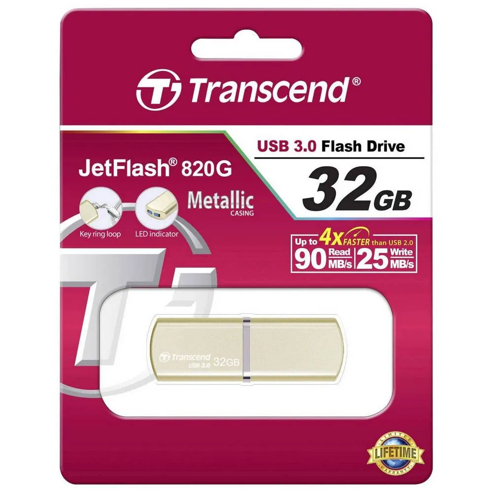 Memorie USB Transcend JetFlash 820, 32GB, Auriu