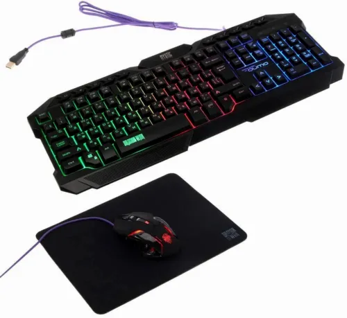 Set Tastatură + Mouse + Mouse Pad QUMO Mystic, Cu fir, Negru