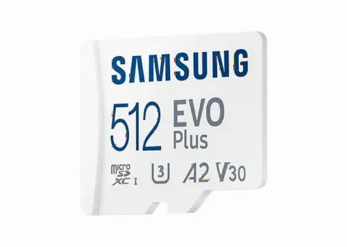 512GB MicroSD (Class 10) UHS-I (U3) +SD adapter, Samsung EVO Plus 