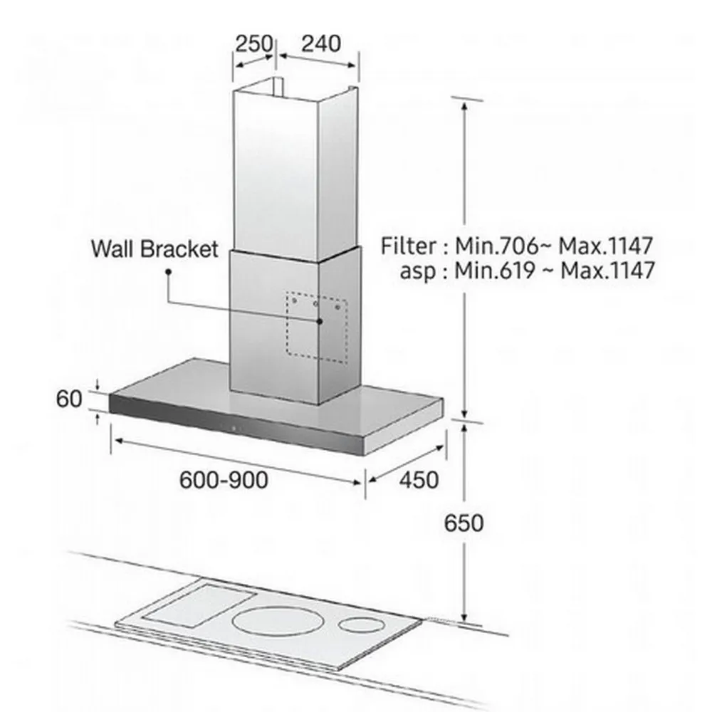 Встраиваемая Вытяжка Samsung NK24M5060SS/UR, Серебристый