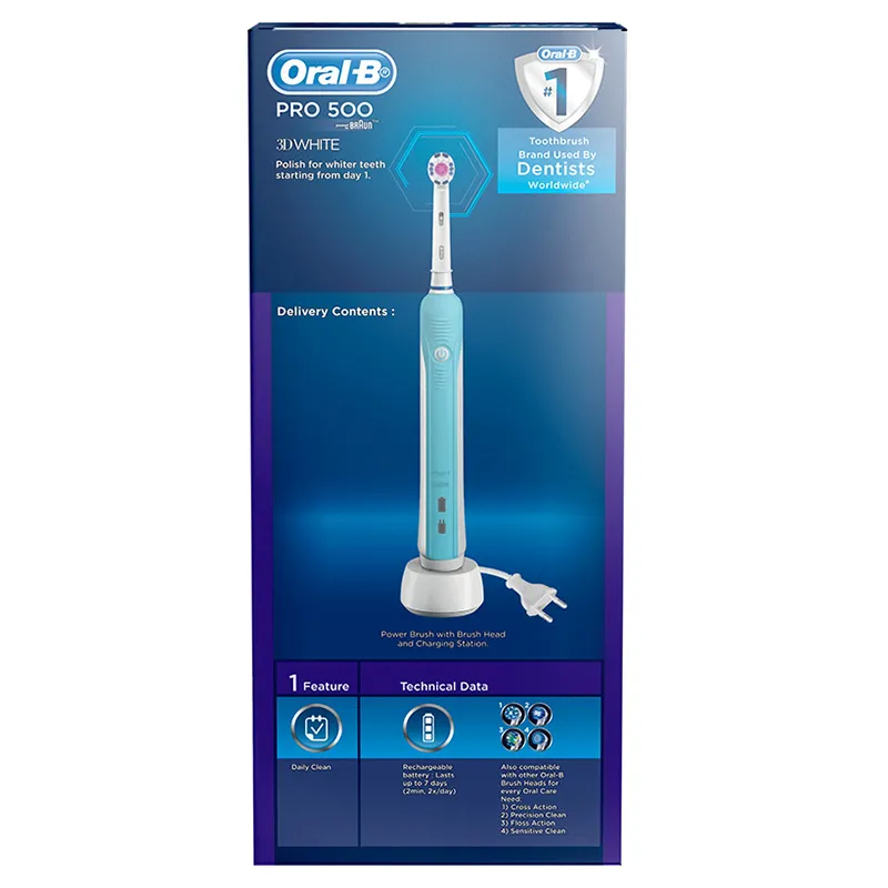 Periuță de dinți electrică Oral-B PRO 500 3D, Alb Albastru