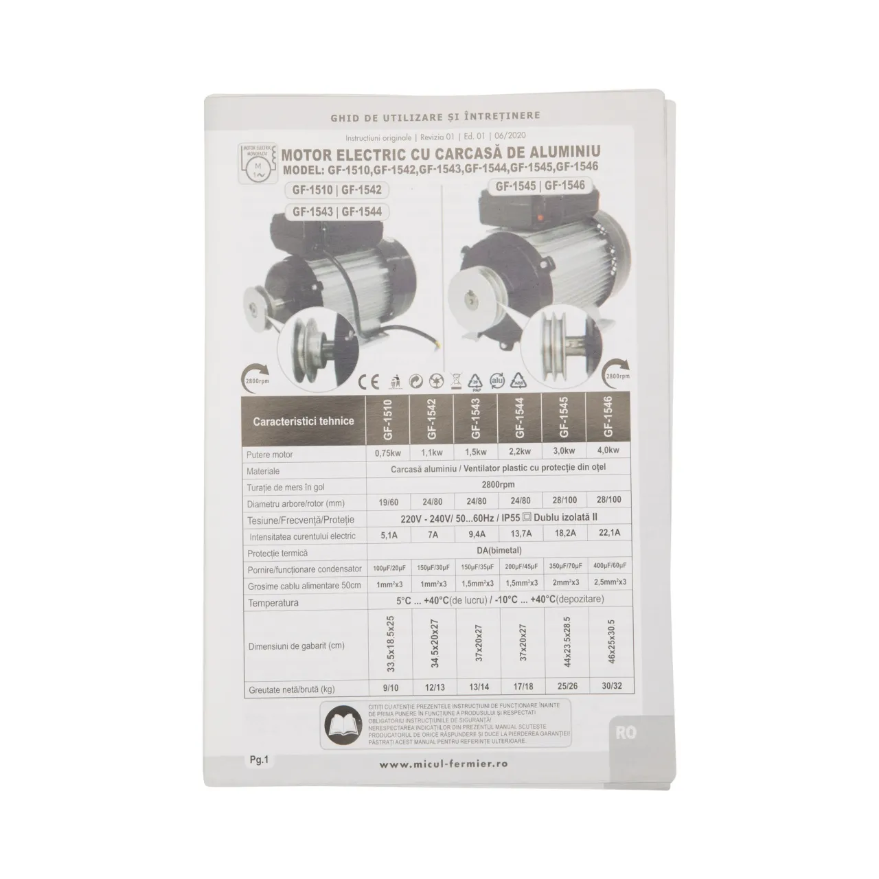 Motor electric carcasa aluminiu 1:1 kW 2800rpm Micul Fermier — 6