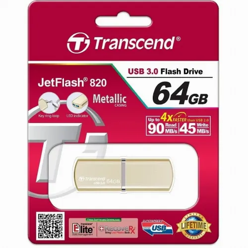 Memorie USB Transcend JetFlash 820, 64GB, Auriu