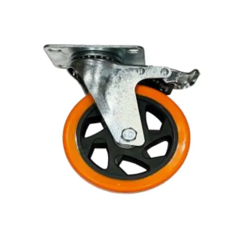 Roata pivotanta TECHNOWORKER portocalie 5 inch cu frana