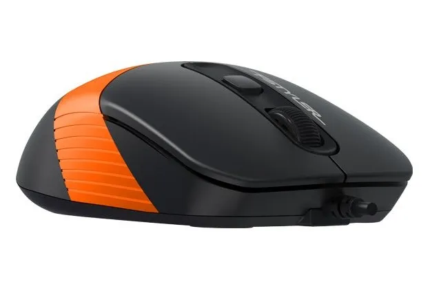 Mouse A4Tech FM10, Optical, 600-1600 dpi, 4 buttons, Ambidextrous, 4-Way Wheel, Black/Orange, USB