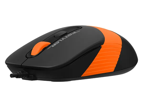 Mouse A4Tech FM10, Optical, 600-1600 dpi, 4 buttons, Ambidextrous, 4-Way Wheel, Black/Orange, USB