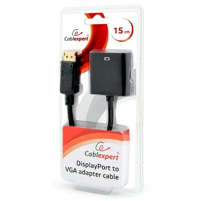 Видеоадаптер Cablexpert AB-DPM-VGAF-02, DisplayPort (M) - VGA D-Sub, 0,15м, Чёрный