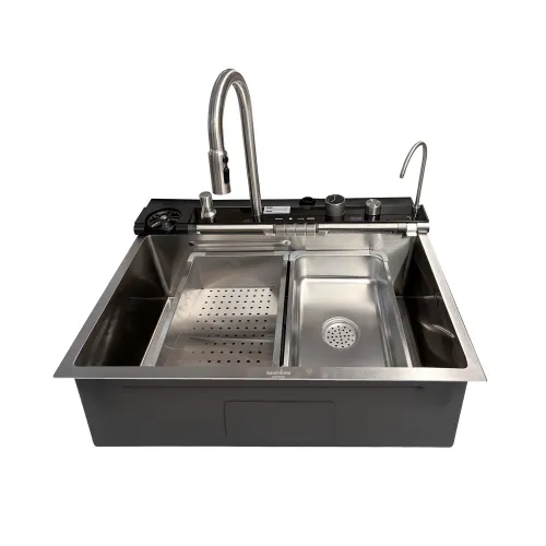 Chiuveta handmade SanDonna HD7550 Crom Satin robinet cascadă reglabil