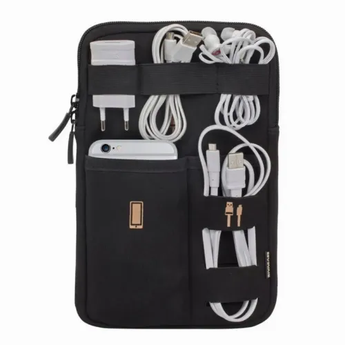 Organizator pentru calatorie RivaCase Antishock, 8", Poliester, Negru