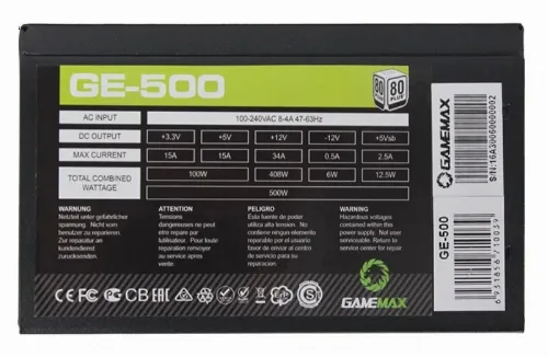 Sursă Alimentare PC Gamemax GE-500, 500W, ATX, --