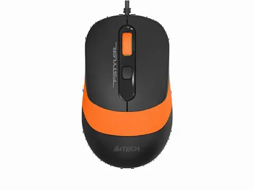 Mouse A4Tech FM10, Optical, 600-1600 dpi, 4 buttons, Ambidextrous, 4-Way Wheel, Black/Orange, USB