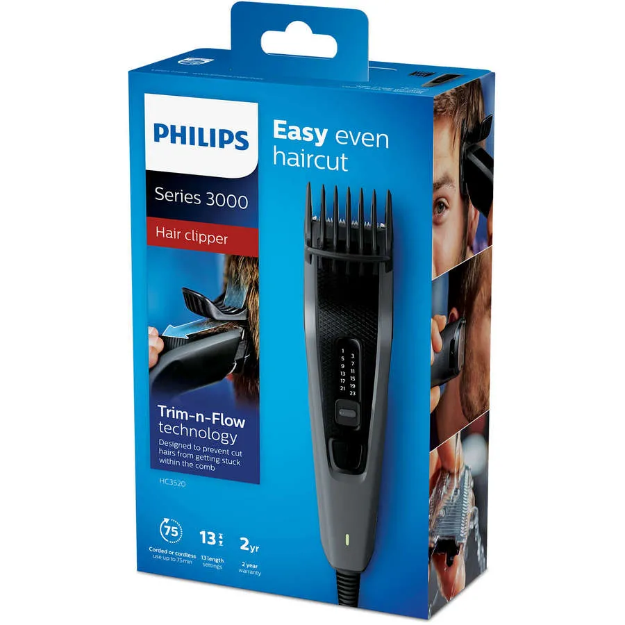 Aparat de tuns Philips Series 3000 HC3520/15, Gri | Negru