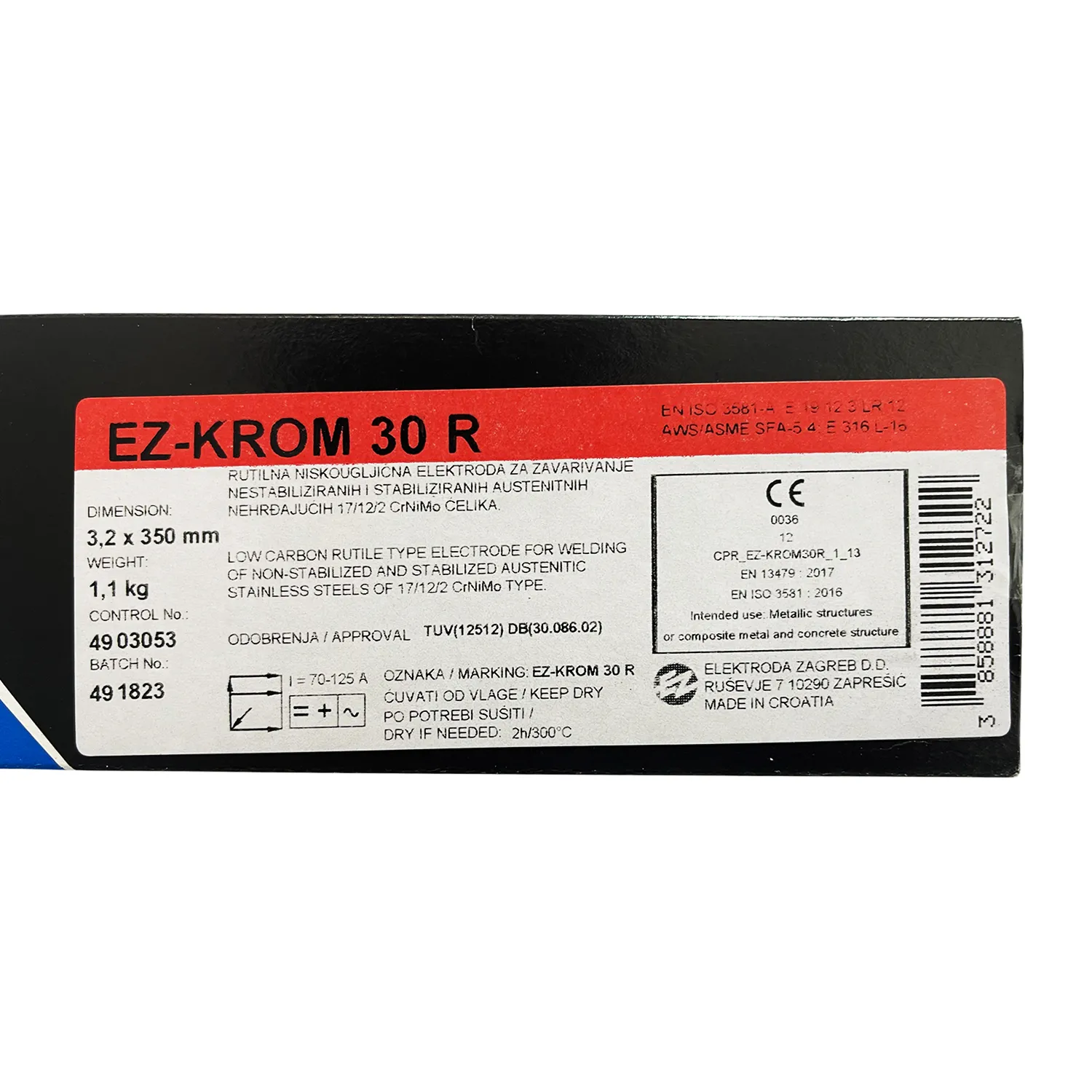 Electrozi otel inoxidabil EZ KROM 30R 3.2*350 1.1Kg (Croatia)
