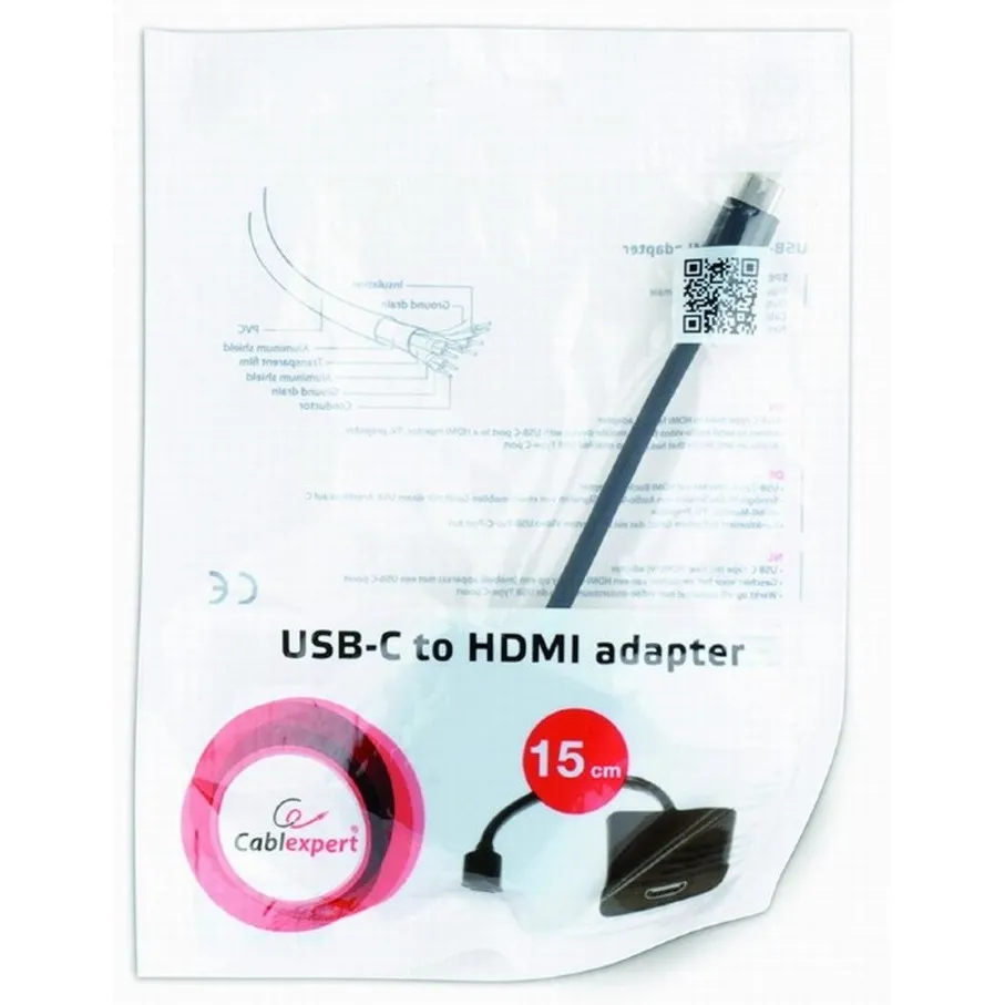 Adaptor Video Cablexpert A-CM-HDMIF-01, Type-C - HDMI (F), 0,15m, Negru