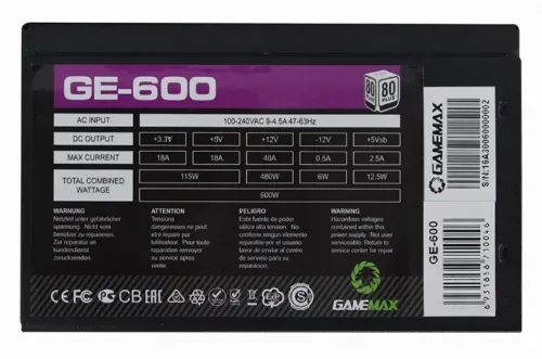 Sursă Alimentare PC Gamemax GE-600, 600W, ATX, --