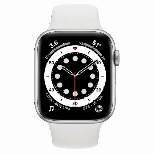 Умные часы Apple Watch Series 6 GPS M00D3, 44мм, Алюминиевый корпус с Белым спортивным ремешком
