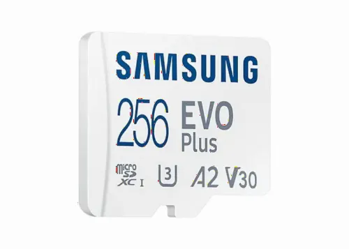 256GB MicroSD (Class 10) UHS-I (U3) +SD adapter, Samsung EVO Plus 