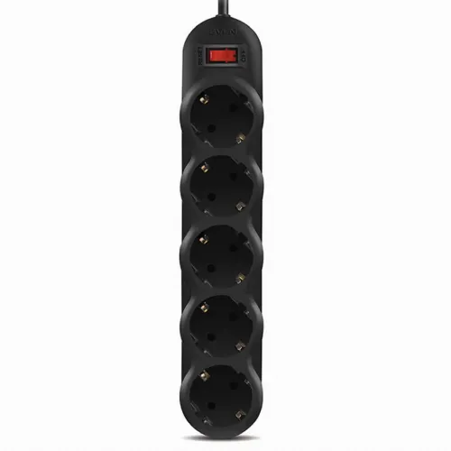 Сетевой фильтр SVEN SF-05L, 5 Розеток, 5м, Чёрный