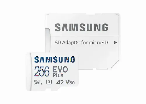 256GB MicroSD (Class 10) UHS-I (U3) +SD adapter, Samsung EVO Plus 