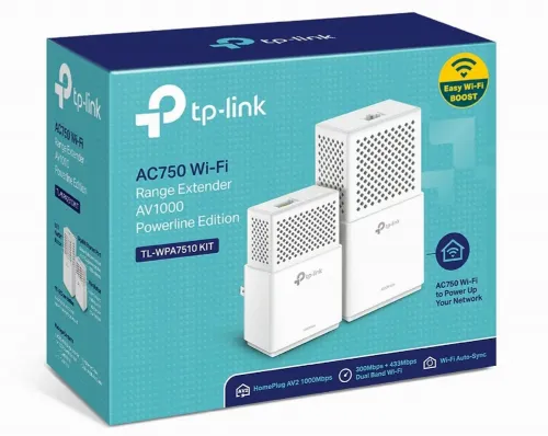 Powerline Adapter  TP-LINK TL-WPA7510 KIT, AV1000, 1000 Mbps, Alb